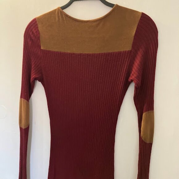 A+ Ellen Long Sleeve Burgundy Cabernet Dress with Brown/Tan (Medium) - Picture 5 of 6